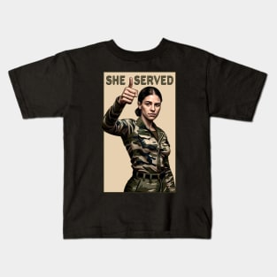 She Served Woman Veteran Kids T-Shirt